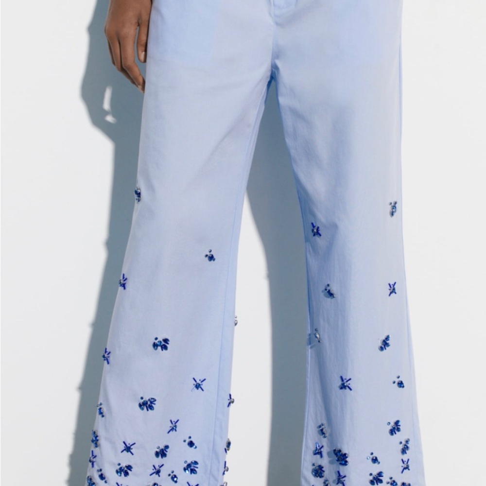 Zara poplin pants with jewels